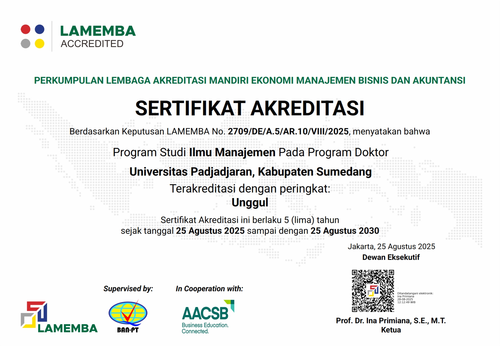 Program Studi Doktor (S3) Ilmu Manajemen FEB Unpad Terakreditasi Unggul